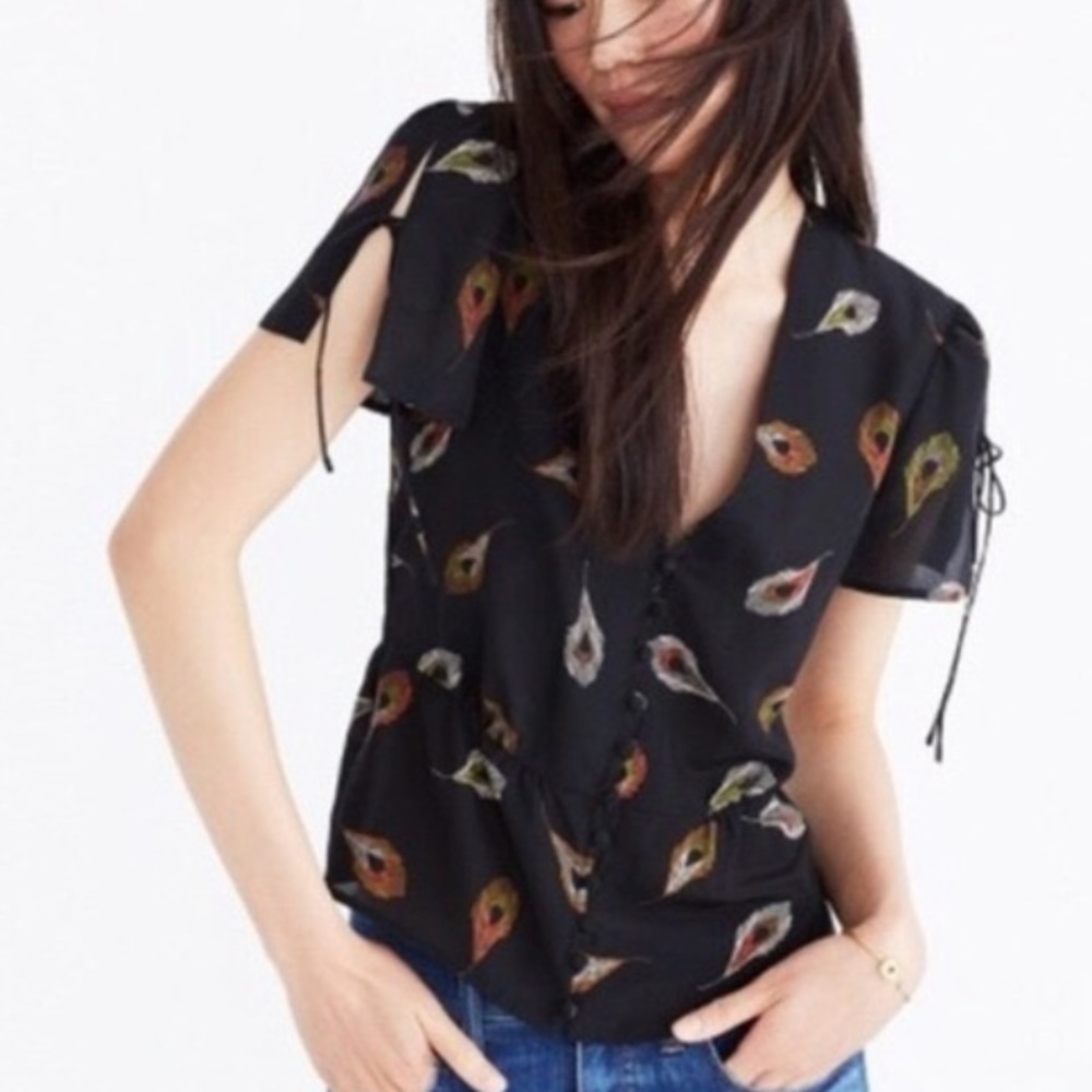 Madewell Black silk blouse